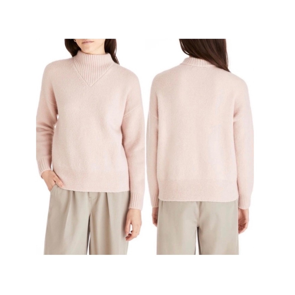 Madewell Mock Neck Sweater Womens XL Powder Pink Wool Alpaca Blend Relaxed Fit